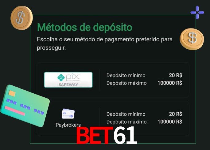 O cassino bet61 oferece uma grande variedade de métodos de pagamento